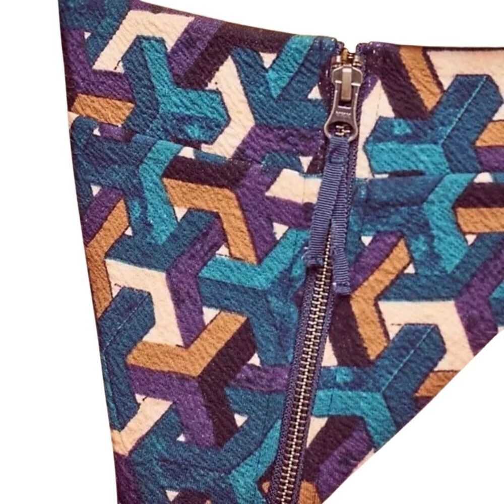 Anthropologie Maeve Midi Stretch Front Slit Geometric Pencil Skirt Small - Picture 3 of 6